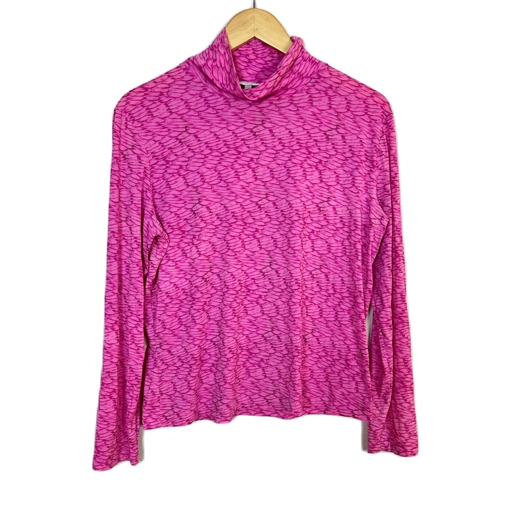 ST. John Sport Turtleneck Pink‎ Long Sleeve Pattern Women’s Sz Large